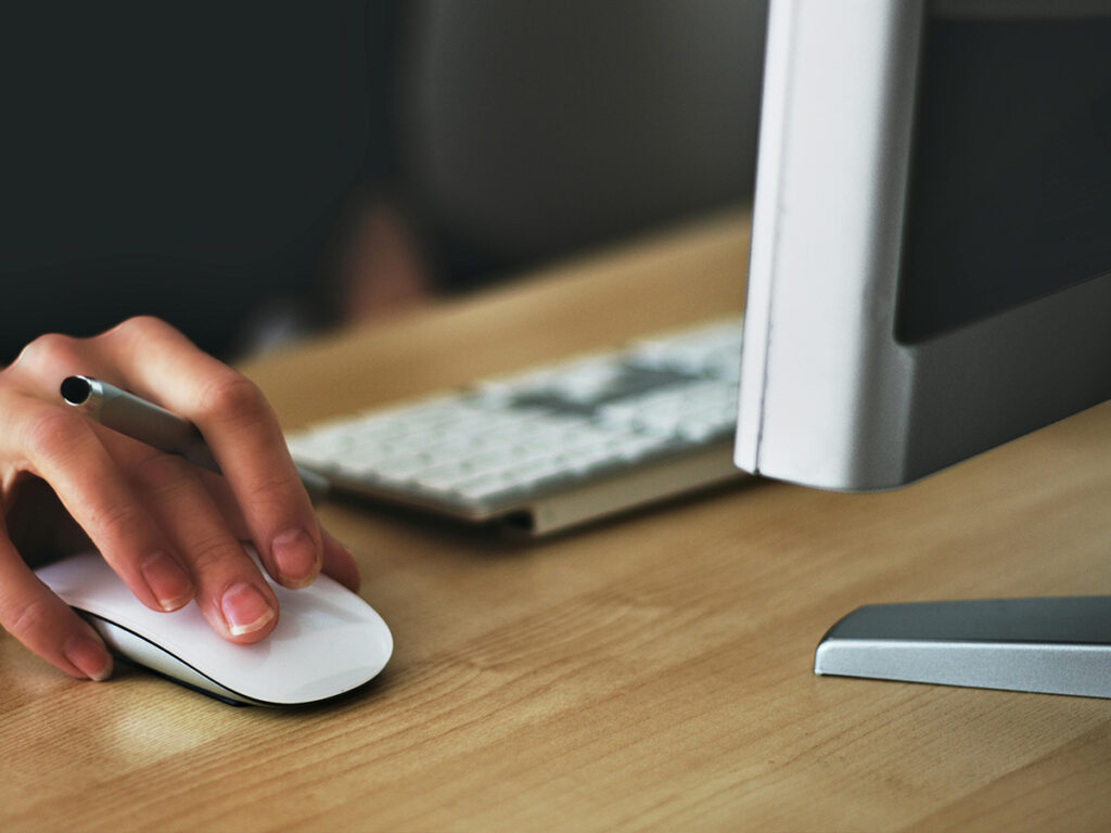 using laptop in office